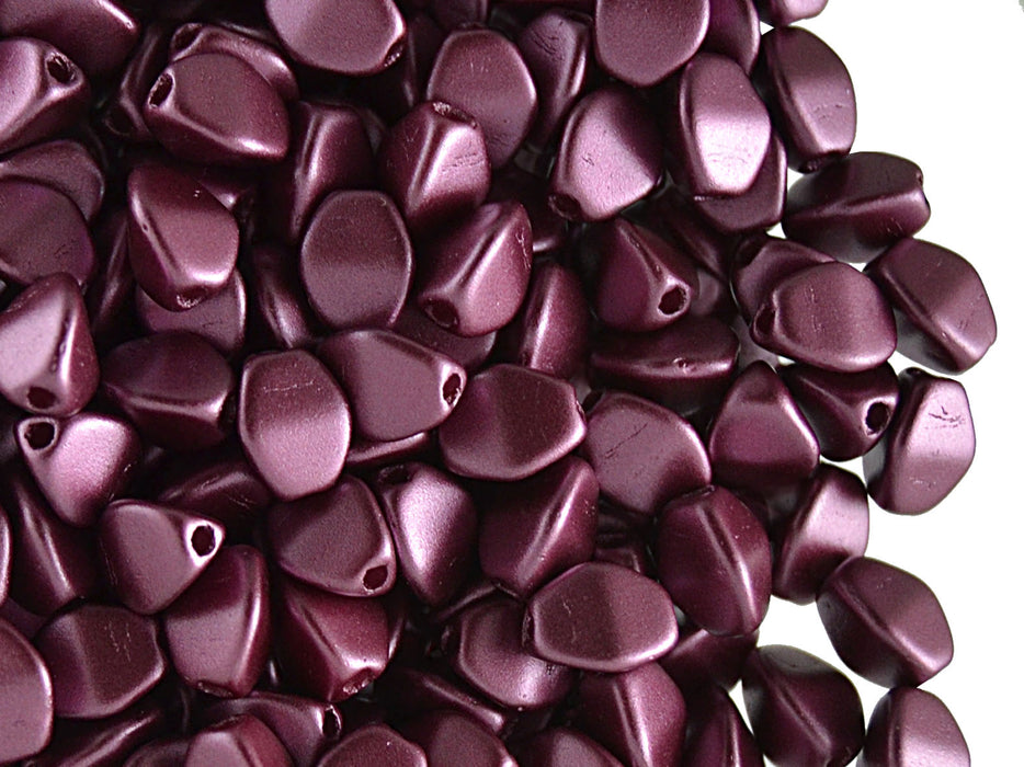 50 pcs Pinch Pressed Beads, 5x3.5mm, Pastel Burgundy, Czech Glass