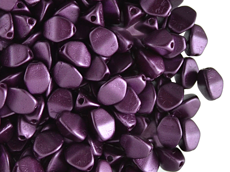 50 pcs Pinch Pressed Beads, 5x3.5mm, Pastel Bordeaux, Czech Glass