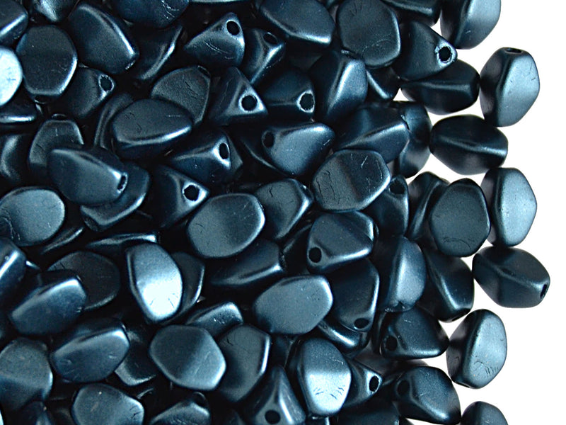50 pcs Pinch Pressed Beads, 5x3.5mm, Pastel Petrol, Czech Glass