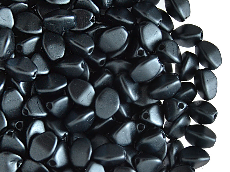 50 pcs Pinch Pressed Beads, 5x3.5mm, Pastel Dark Gray/Hematite (Gray), Czech Glass