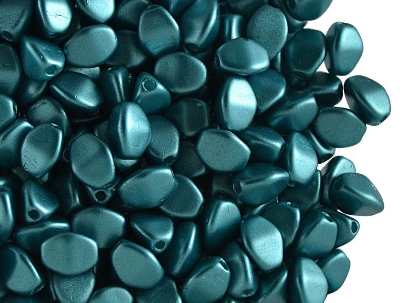 50 pcs Pinch Pressed Beads, 5x3.5mm, Pastel Emerald, Czech Glass