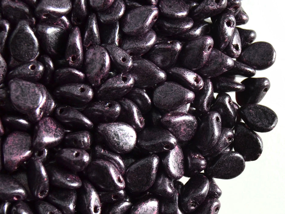 50 pcs Preciosa Pip™ Beads, 7x5mm, Jet Black Purple Speckled, Czech Glass