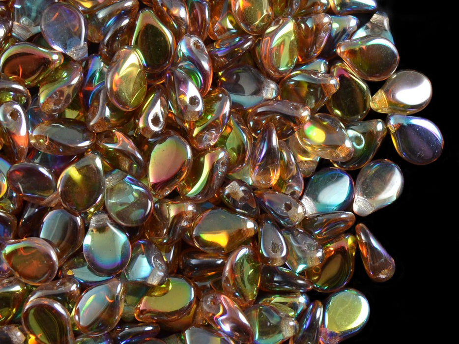 50 pcs Preciosa Pip™ Beads, 7x5mm, Crystal Brown Rainbow, Czech Glass