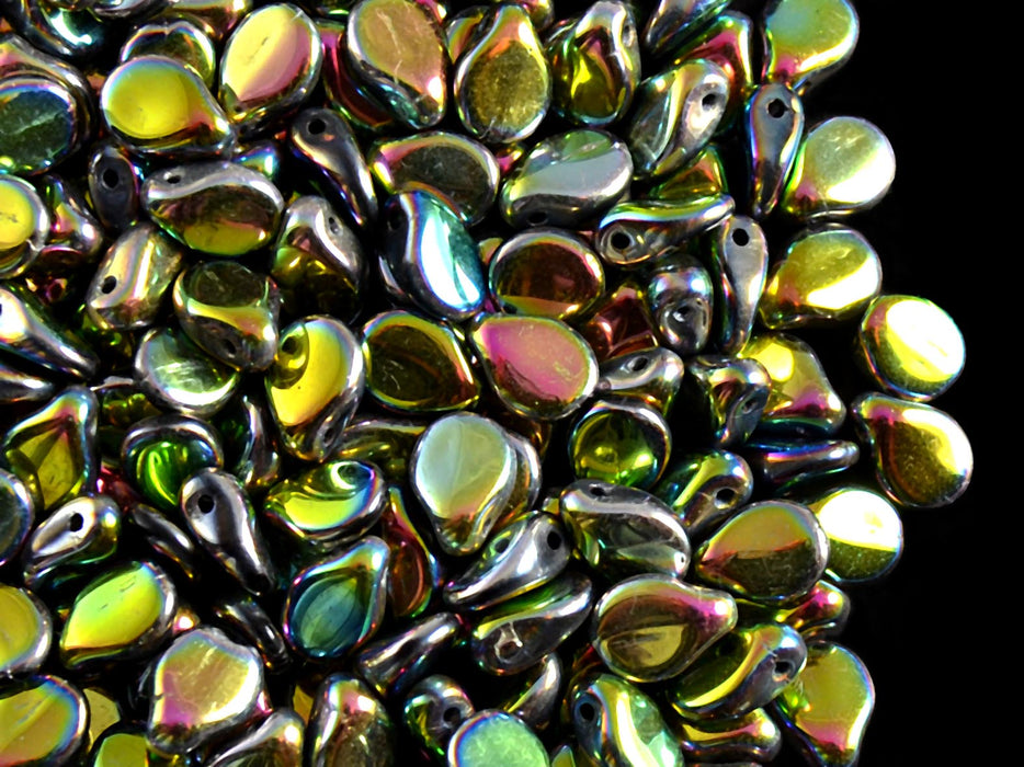 50 pcs Preciosa Pip™ Beads, 7x5mm, Jet Vitrail, Czech Glass