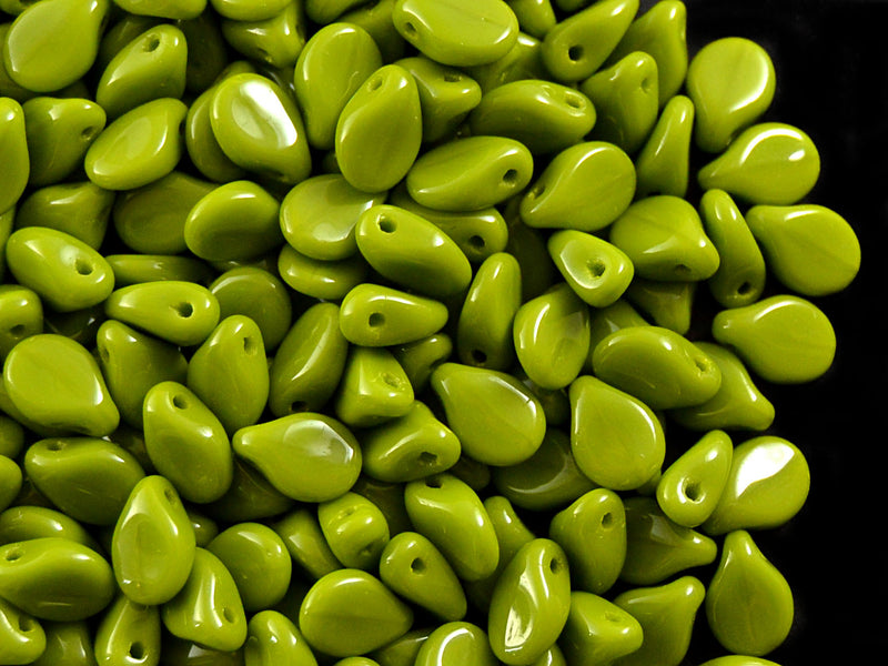50 pcs Preciosa Pip™ Beads, 7x5mm, Green Opaque, Czech Glass