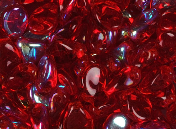 50 pcs Preciosa Pip™ Beads, 7x5mm, Ruby Red AB, Czech Glass