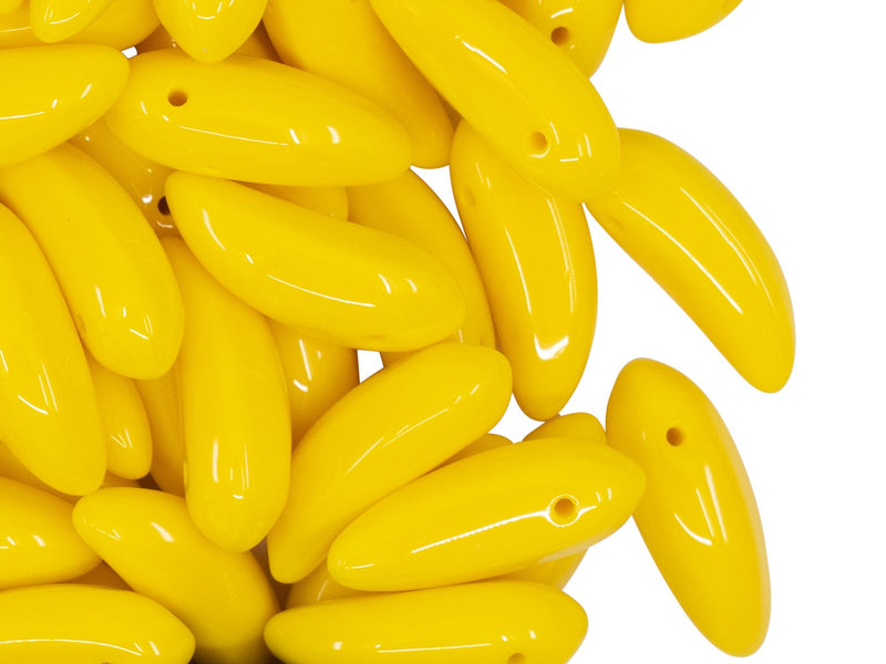 Banana Beads 6x17 mm, Opaque Yellow, Czech Glass