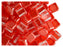 40 pcs 2-hole Tile Beads, 6x6x3.2mm, Pearl Red Orange, Czech Glass