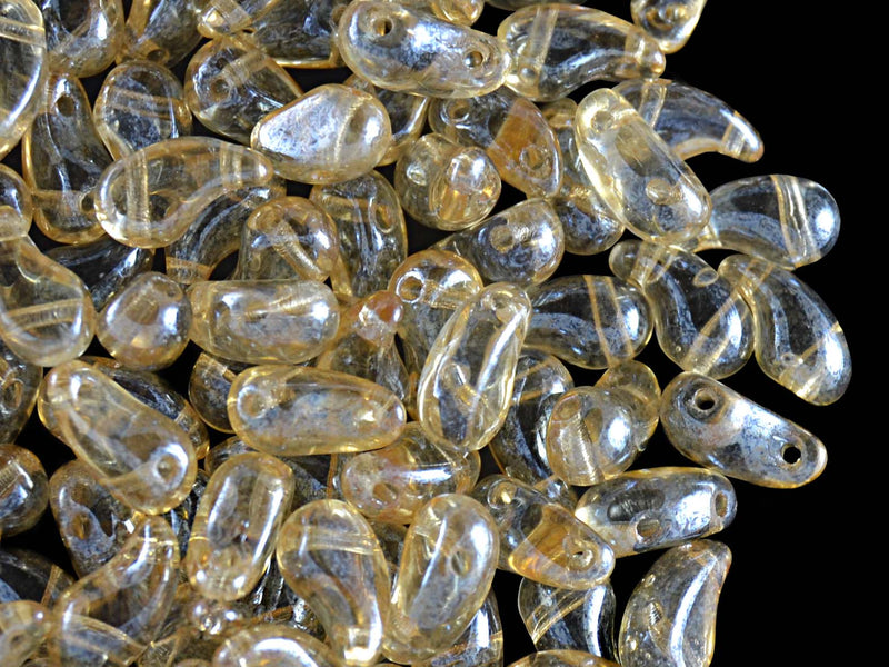 20 pcs 2-hole ZoliDuo® Right Pressed Beads, 5x8mm, Crystal Orange Luster, Czech Glass