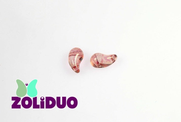 20 pcs 2-hole ZoliDuo® Right Pressed Beads, 5x8mm, Crystal Red Luster, Czech Glass