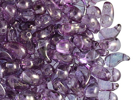 20 pcs 2-hole ZoliDuo® Right Pressed Beads, 5x8mm, Crystal Vega Luster, Czech Glass