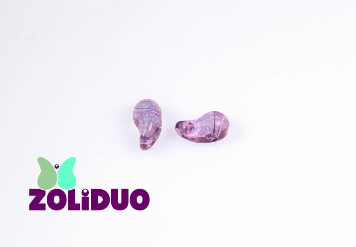 20 pcs 2-hole ZoliDuo® Right Pressed Beads, 5x8mm, Crystal Vega Luster, Czech Glass