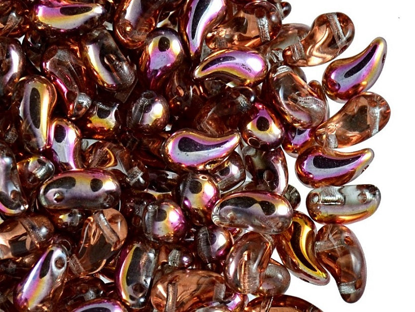 20 pcs 2-hole ZoliDuo® Right Pressed Beads, 5x8mm, Crystal Sunset, Czech Glass