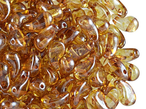 20 pcs 2-hole ZoliDuo® Right Pressed Beads, 5x8mm, Crystal Lazure Orange, Czech Glass