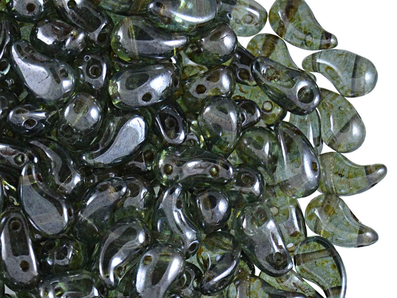 20 pcs 2-hole ZoliDuo® Right Pressed Beads, 5x8mm, Crystal Lazure Blue, Czech Glass