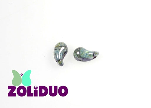 20 pcs 2-hole ZoliDuo® Right Pressed Beads, 5x8mm, Crystal Lazure Blue, Czech Glass