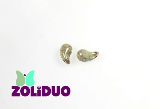 20 pcs 2-hole ZoliDuo® Right Pressed Beads, 5x8mm, Crystal Lazure Green, Czech Glass