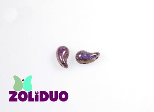 20 pcs 2-hole ZoliDuo® Right Pressed Beads, 5x8mm, Crystal Gold Bronze, Czech Glass