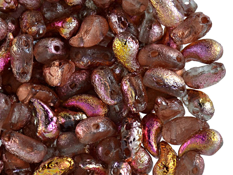 20 pcs 2-hole ZoliDuo® Right Pressed Beads, 5x8mm, Crystal Etching Sunset, Czech Glass
