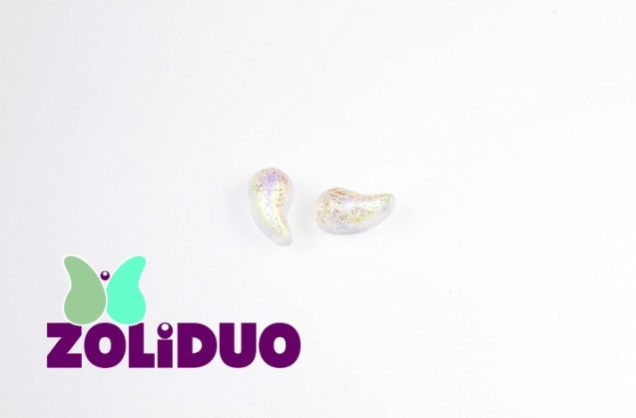 20 pcs 2-hole ZoliDuo® Right Pressed Beads, 5x8mm, Crystal Etching AB, Czech Glass