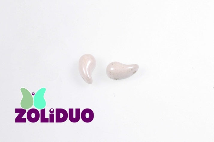 20 pcs 2-hole ZoliDuo® Right Pressed Beads, 5x8mm, Alabaster White Luster, Czech Glass