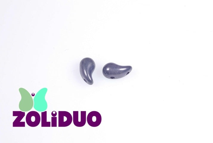 20 pcs 2-hole ZoliDuo® Right Pressed Beads, 5x8mm, Alabaster Blue Luster, Czech Glass