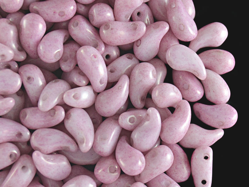 20 pcs 2-hole ZoliDuo® Right Pressed Beads, 5x8mm, Alabaster Lila Luster, Czech Glass