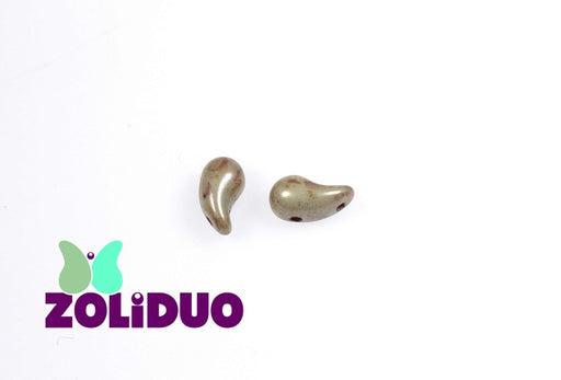 20 pcs 2-hole ZoliDuo® Right Pressed Beads, 5x8mm, Alabaster Lazure Green, Czech Glass