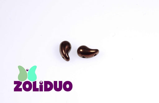 20 pcs 2-hole ZoliDuo® Right Pressed Beads, 5x8mm, Jet Bronze Luster, Czech Glass