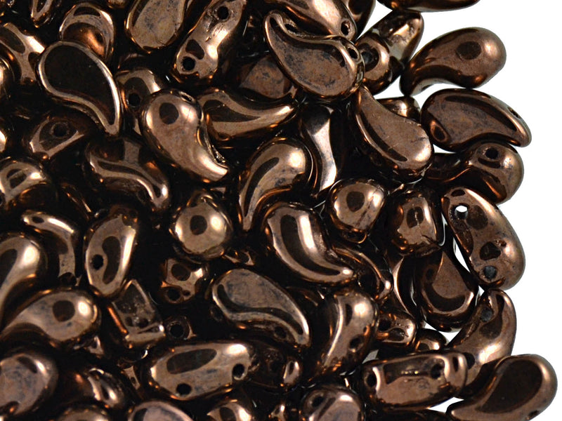 20 pcs 2-hole ZoliDuo® Right Pressed Beads, 5x8mm, Jet Bronze Luster, Czech Glass