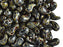 20 pcs 2-hole ZoliDuo® Right Pressed Beads, 5x8mm, Jet Travertine, Czech Glass