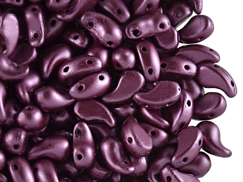 20 pcs 2-hole ZoliDuo® Right Pressed Beads, 5x8mm, Pastel Burgundy, Czech Glass