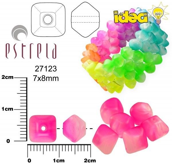 20 pcs Lucerna NEON Beads, 7x8mm, Pink, Czech Glass
