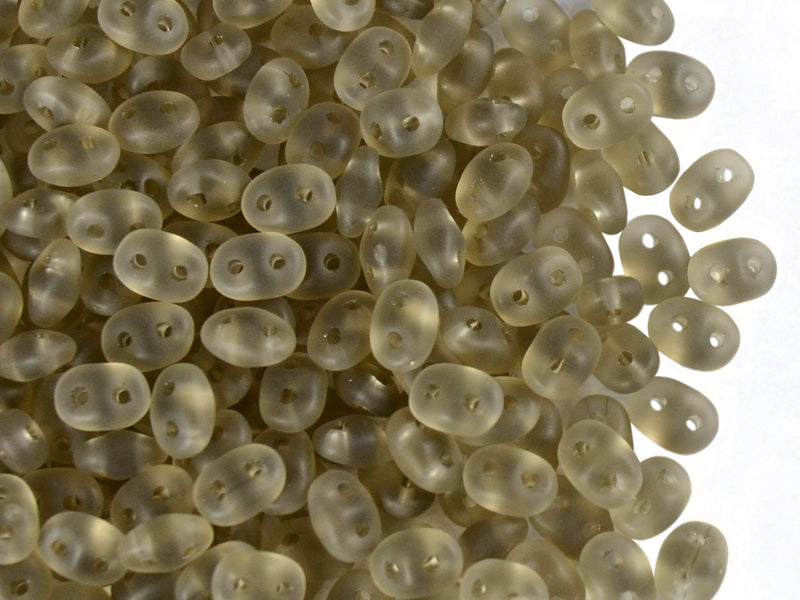 20 g SuperDuo Seed Beads 2.5X5mm with Two Holes, Czech Glass, Smoke Topaz Matte