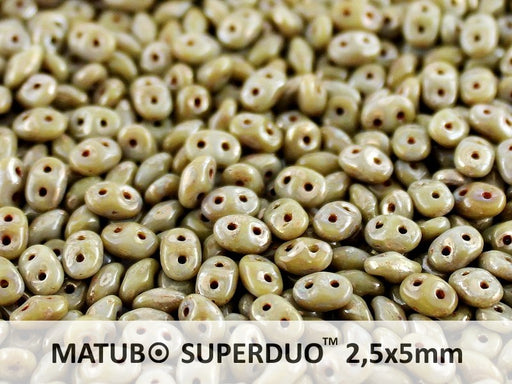 20 g 2-hole SuperDuo™ Seed Beads, 2.5x5mm, Opaque Gray Picasso, Czech Glass