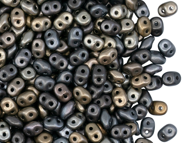20 g 2-hole SuperDuo™ Seed Beads, 2.5x5mm, Crystal Gray Rainbow, Czech Glass