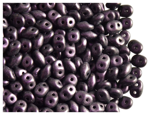 20 g 2-hole SuperDuo™ Seed Beads, 2.5x5mm, Jet Polychrome Blackcurrant, Czech Glass