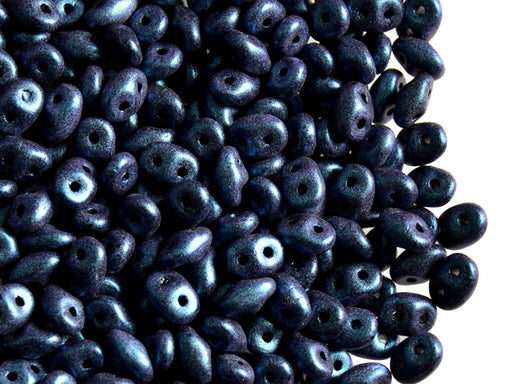 20 g 2-hole SuperDuo™ Seed Beads, 2.5x5mm, Jet Polychrome Indigo Orchid, Czech Glass