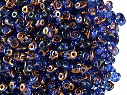 20 g 2-hole SuperDuo™ Seed Beads, 2.5x5mm, Sapphire Bronze Luster, Czech Glass