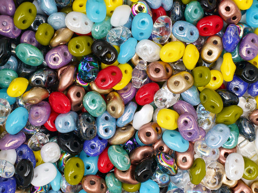 20 g 2-hole SuperDuo™ Seed Beads, 2.5x5mm, Mix, Czech Glass