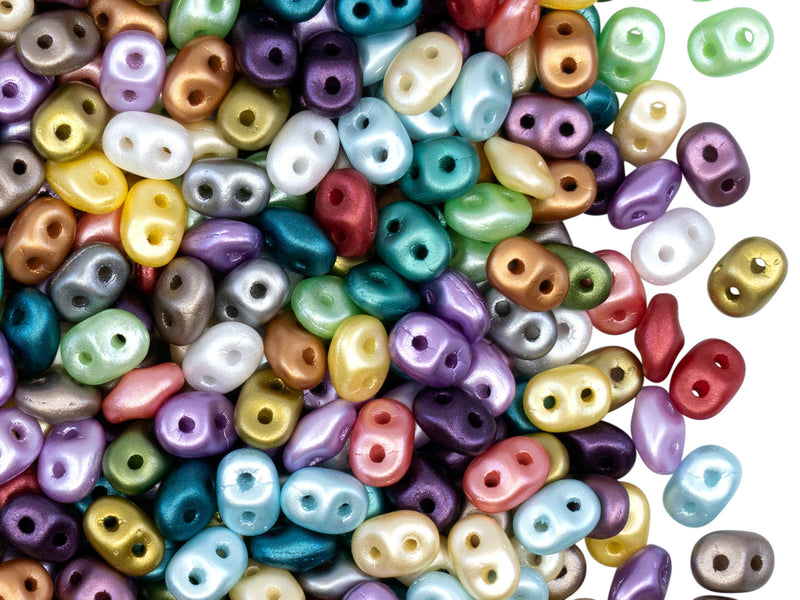 20 g 2-hole SuperDuo™ Seed Beads, 2.5x5mm, Pastel Mix, Czech Glass