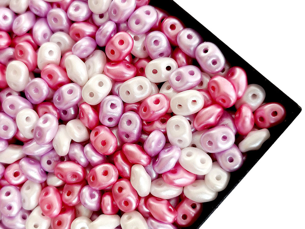 150 pcs Tile Beads 6x6 mm, 2 Holes, Mix White Bordeaux Pink, Czech Gla —  ScaraBeads US