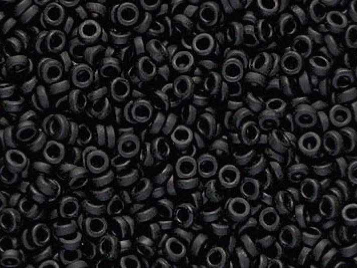 Spacer Beads 2.2x1 mm, Black Matted, Miyuki Japanese Beads