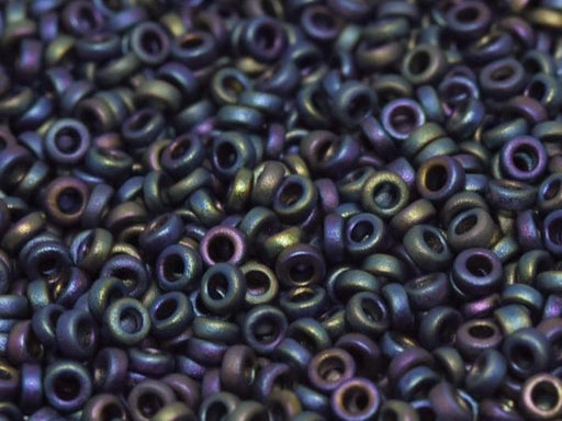 Spacer Beads 2.2x1 mm, Matted Multi Iris, Miyuki Japanese Beads