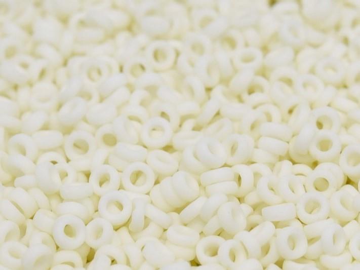 Spacer Beads 2.2x1 mm, Opaque Cream Matted, Miyuki Japanese Beads