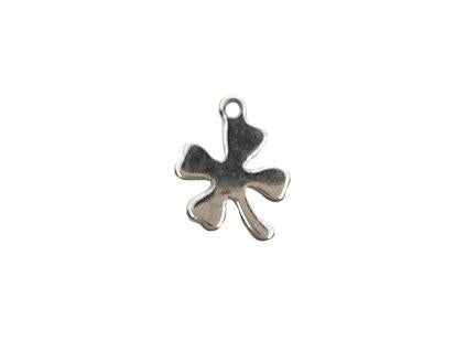 Pendant - four-leaf clover 13.5x10 mm, Shank, Stainless Steel, Czech Republic