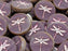 Dragonfly Coin Beads 17 mm, Violet Opaque Travertine with Fuchsia Decor, Czech Glass