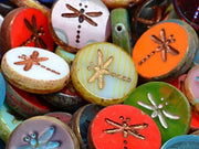 Dragonfly Coin Beads 17 mm, Mix, Czech Glass