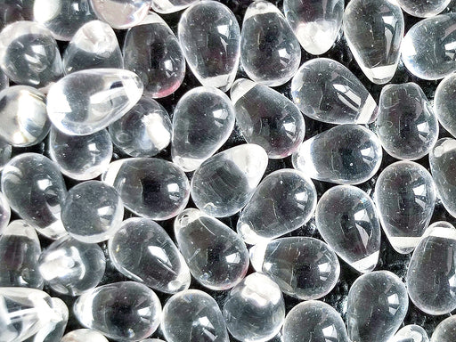 30 pcs Teardrop Beads 6x9 mm, Crystal Clear, Czech Glass