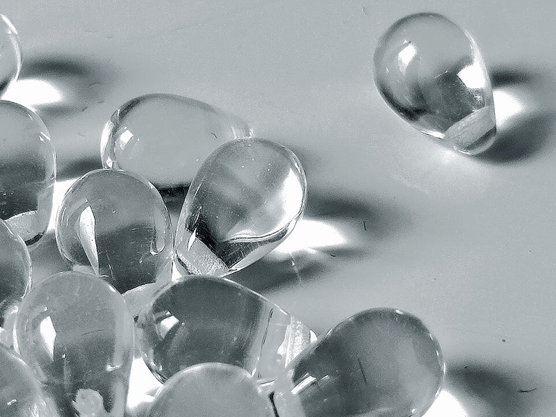 30 pcs Teardrop Beads 6x9 mm, Crystal Clear, Czech Glass